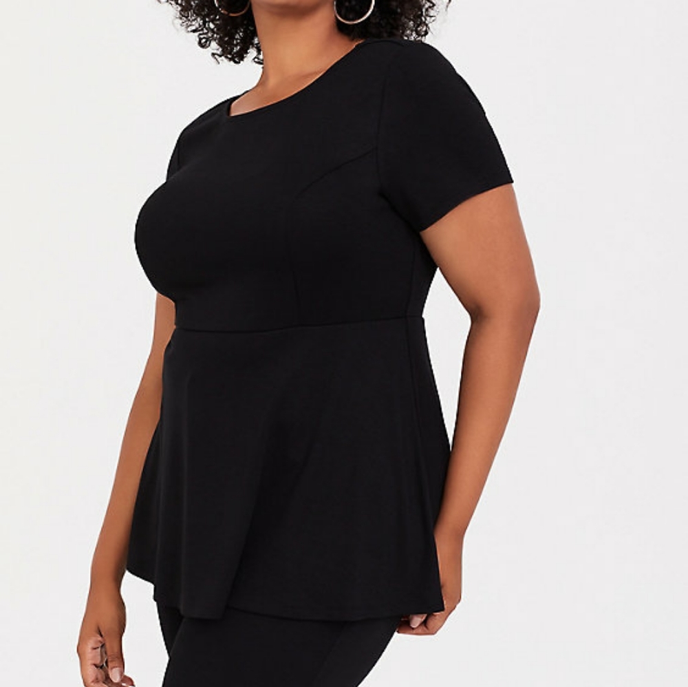 Office-BABYDOLL-CUTE TORRID BLACK Ponte PEPLUM Shirt SIZE 5x